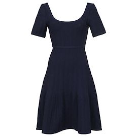 Herve Leger Vestido con cuello redondo de Herve Léger en lana azul marino