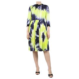 Prada Multi tie-dye print pleated midi dress - size UK 10