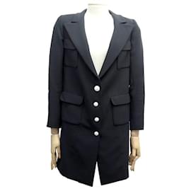 GIACCA LUNGA NEW CHANEL P31042 TAGLIA 34 S IN LANA NERA GIACCA NEW WOOL