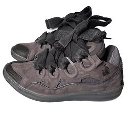Lanvin Curb Sneaker aus Hirschleder schwarz grau
