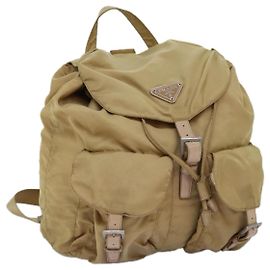 PRADA Zaino Nylon Beige Auth 73873