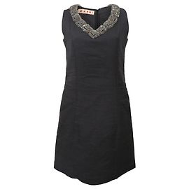 Marni Embellished Cocktail Dress in Black Wool