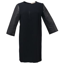 Stella Mc Cartney Vestido con mangas de cuero Stella McCartney en algodón negro