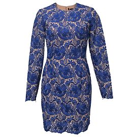 Stella Mc Cartney Stella McCartney Langärmliges Kleid aus blauer Celia-Spitze