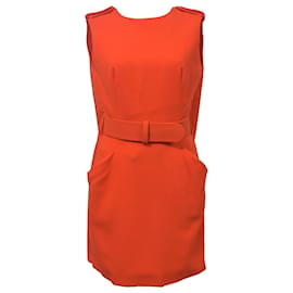 Alexander McQueen Sleeveless Mini Dress in Orange Wool - Alexander Mcqueen