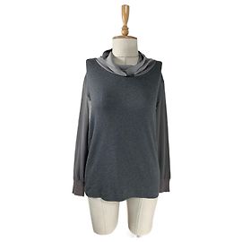 Blusa Fabiana Filippi de algodón y seda gris
