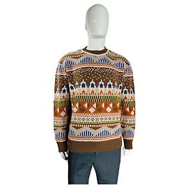 Henrik Vibskov Space Knit Rundhalspullover aus Merinowolle Braun Sand Gelb