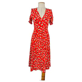 Faithfull the Brand Ari Midi Kleid Jasmin Rot