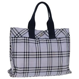 BURBERRY Nova Check Blue Label Borsa a mano Nylon Blu Auth am6158