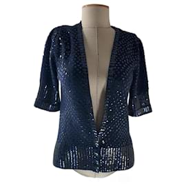Cardigã Marc by Marc Jacobs de lã azul com lantejoulas