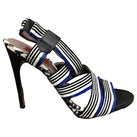 Sandali con tacco Missoni Neri Blu Pelle e Tela