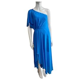 Himmelblaues One-Shoulder-High-Low-Abendkleid - Jenny Packham