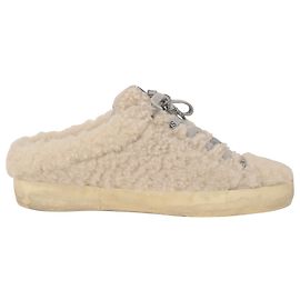 Golden Goose Superstar Sabot Slip-On-Sneaker aus Distressed-Glitzer-Shearling aus weißer Wolle