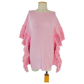 Poncho Mucho Gusto Rosa Cotone Lino - Autre Marque