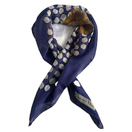 Foulard di seta Christian Dior Blu e Marrone con fiori