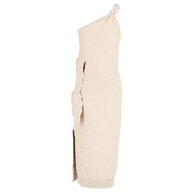 Jacquemus „La Robe Maille Noeud“ Midikleid aus beigem Polyamid