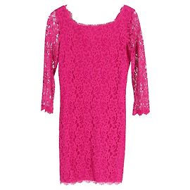 Diane Von Furstenberg Vestido de encaje de manga larga Zarita en rayón rosa