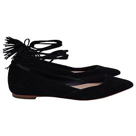 Loeffler Randall Zapatos planos D'Orsay con detalles de borlas Randall de Loeffler en ante negro