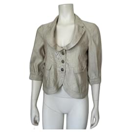 Autre Marque Armani Collezioni kurze beige Jacke Leinen Viskose