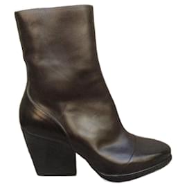 Stivaletti in pelle marrone scuro Dries Van Noten