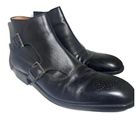 J.M. WESTON 578 10D Stivaletti con fibbia in pelle nera Taglia 45