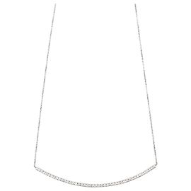 Autre Marque Collana a barra in oro bianco 14K e diamanti pavé