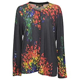 Escada Twin Set Cardigan aus schwarzer Wolle mit Blumenmuster