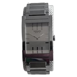 Hermès Tandem GM Uhr aus Edelstahl Silber