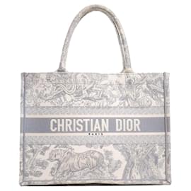 DIOR - Borsa tote media Dior Book Tote in toile de jouy grigia