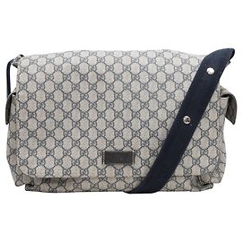 Borsa per pannolini Gucci GG Supreme grigio e blu navy