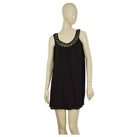 Vestito mini nero in seta e cotone Swiss Dot Temperley London