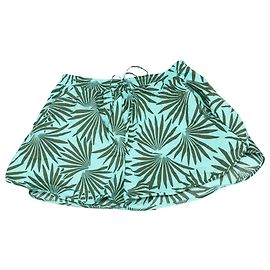 Diane Von Furstenberg Shorts com estampa tropical em algodão verde e preto