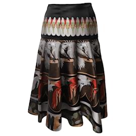 Fendi – Rock mit Papageien-Print aus mehrfarbiger Seide