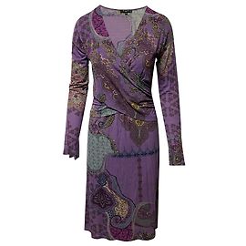 Abito a portafoglio con stampa Etro Paisley in lana viola