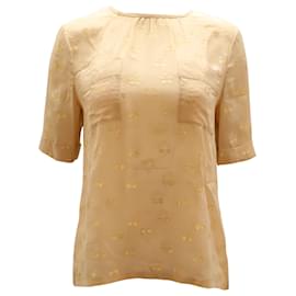 Marc by Marc Jacobs Blusa transparente con dorado en seda rosa