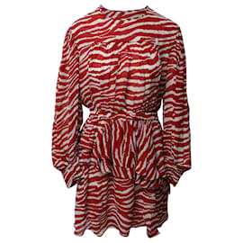Étoile Isabel Marant Vestido drapeado estampado Java en viscosa roja