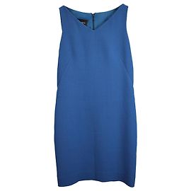 Akris Etuikleid mit V-Ausschnitt aus blauer Wolle
