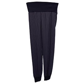 Pantalón Theory de rayas con cintura elástica en seda azul marino