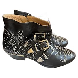 Chloé Suzanne Botines de Cuero Negros