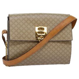 Céline CELINE Borsa a tracolla in tela macadam Beige Auth 74388