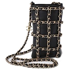 Borsa a tracolla Chanel in agnello nera