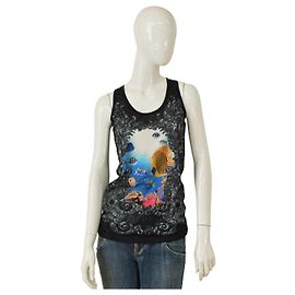 Philipp Plein Sea Creatures Fish Gray Tank Top