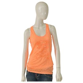 Philipp Plein Orange Leopard Print Skull Mickey Ears Tank Top M