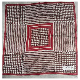 Pañuelo Lanvin de seda marrón beige rojo oscuro