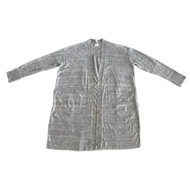 Langer Mantel oder Strickjacke aus grauem Leinen für den Strand in Größe 38-40. - Autre Marque