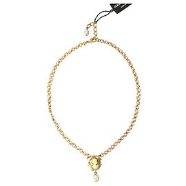 Dolce & Gabbana Collana con ciondolo di perla e catena in ottone dorato
