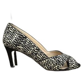 Zapatos de Tacón JB Martin Negros y Blancos de Cuero y Textil Talla 40