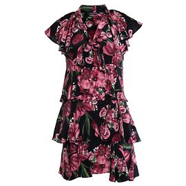 Flavio Castellani, vestido negro con estampado floral