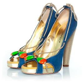 Dsquared2, Décolleté a caramella in camoscio blu