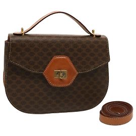 Céline CELINE Borsa a mano in tela macadam PVC 2modo Brown Auth 75809